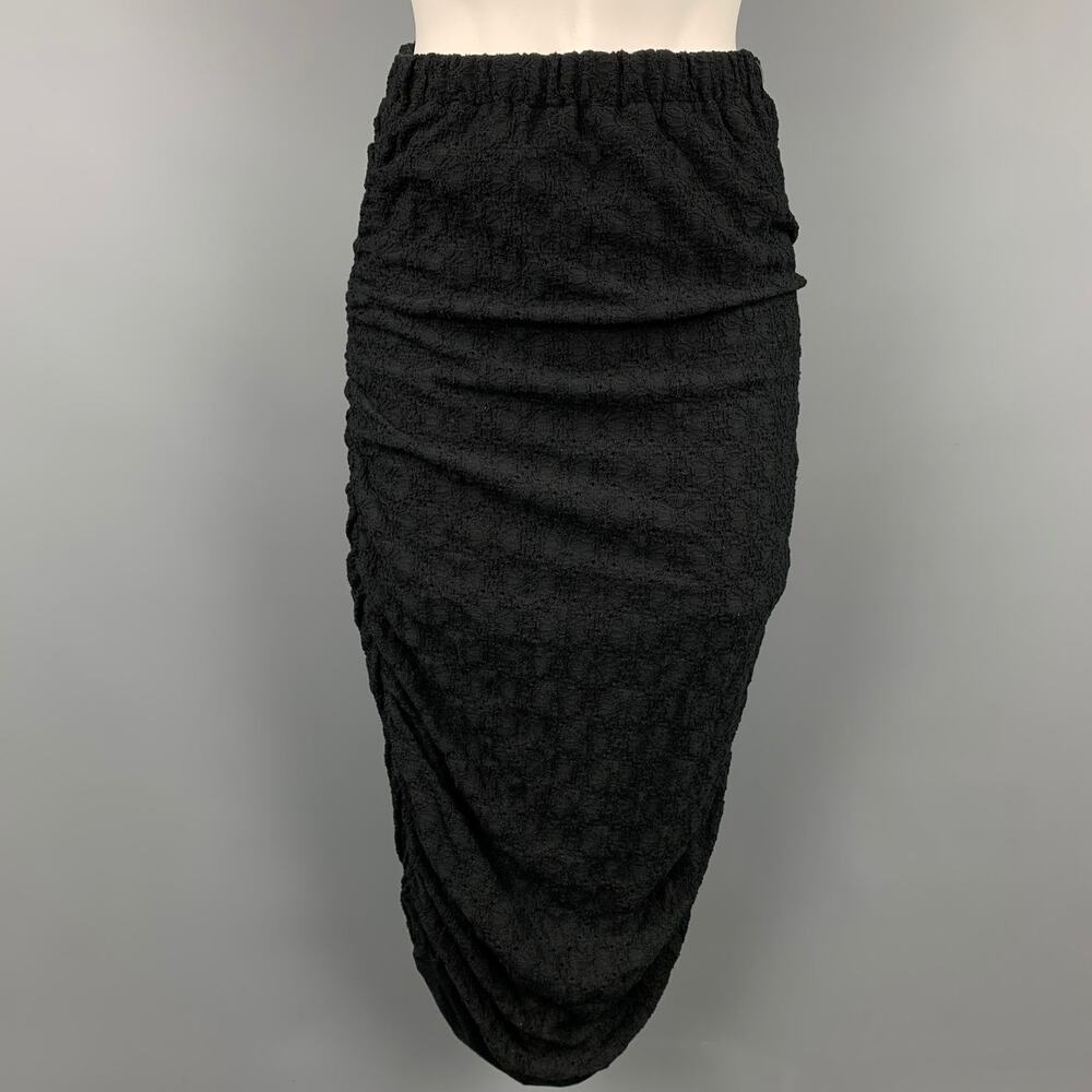COMME des GARCONS TRICOT Size S Black Eyelet Cotton Blend Ruched Skirt